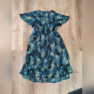 Torrid Black, Teal And Yellow Dress